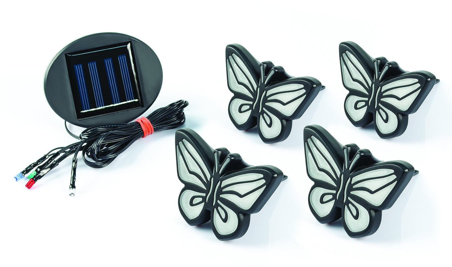 IdeaWorks Butterfly Lights-Sets of 4-Solar Powered-Automatically Turns On at Dusk & Off at Dawn-Space Each Light up to 32”-Easy Installation