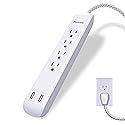 Philips 4 Outlet Power Strip Surge Protector with 2 USB Ports, 4 Ft Power Cord, Designer Braided Extension Cord, Flat Plug Extension Cord, 720 Joules
