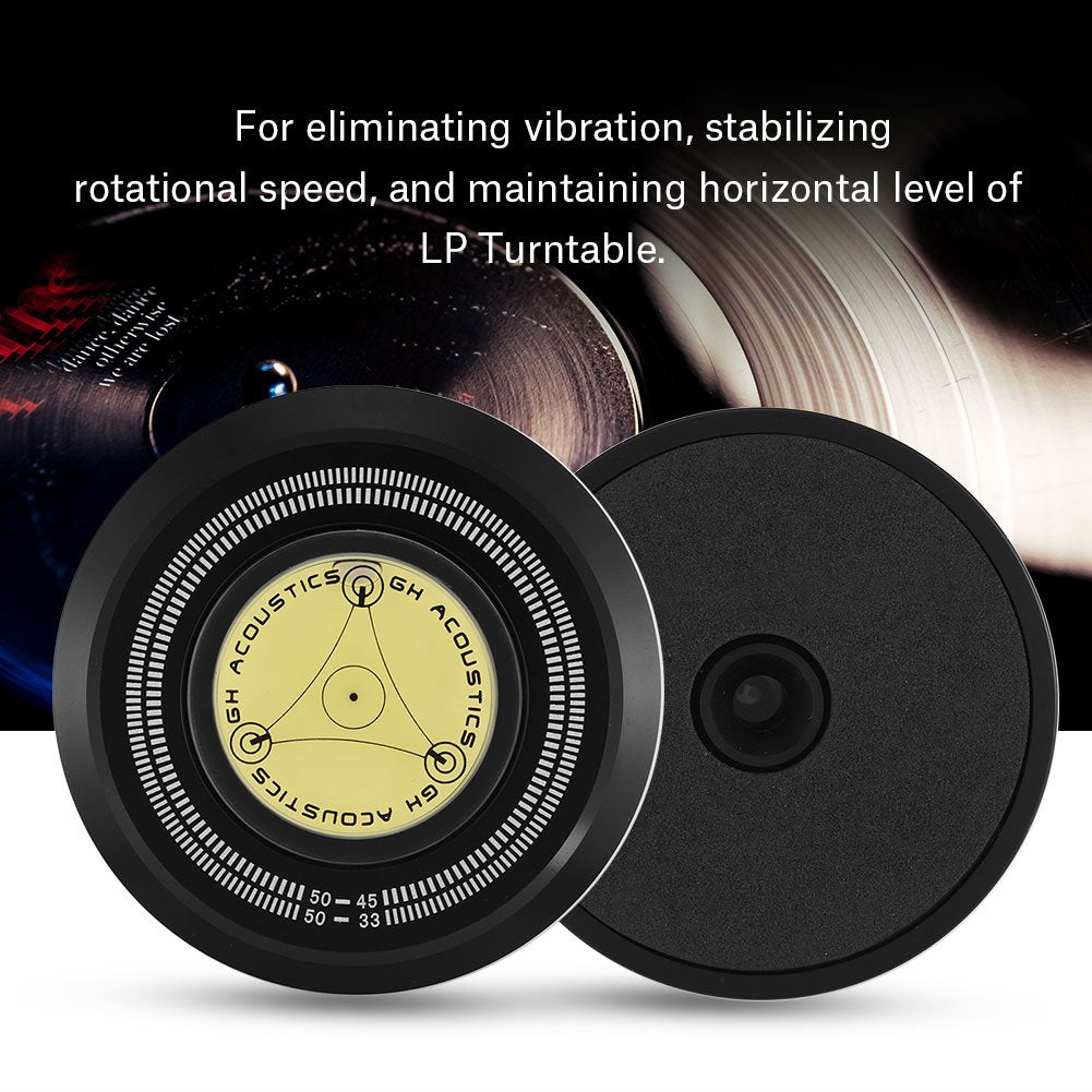 Turntable Disc Clamp, 50Hz Record Weight Stabilizer with Bubble for Record Player(Black)