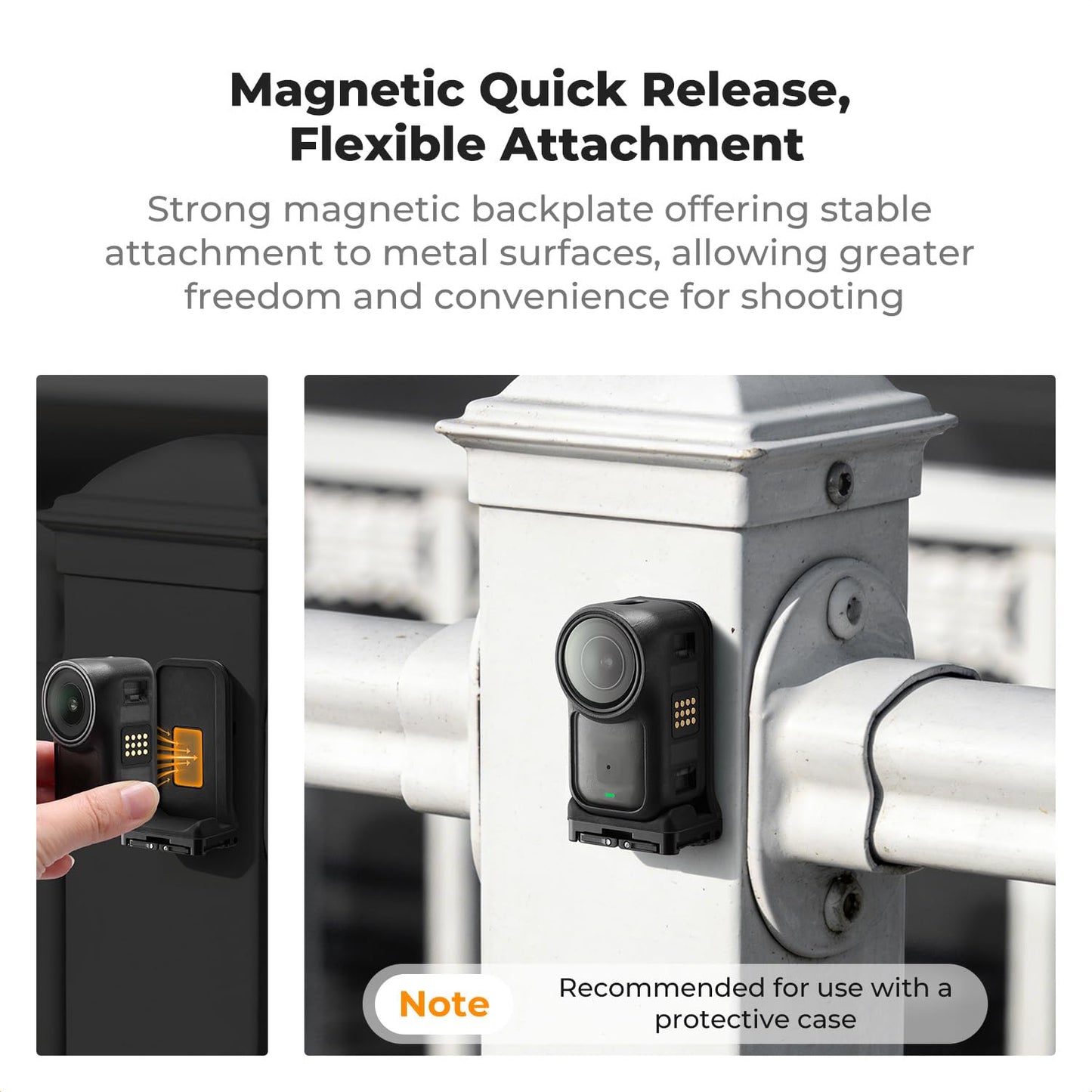 K&F CONCEPT Magnetic Vertical Shoot Adapter Compatible with DJI Osmo Nano/Xtra Atto, Strong Magnet Base Mount with Foldable Dual Claw, 1/4" Screw