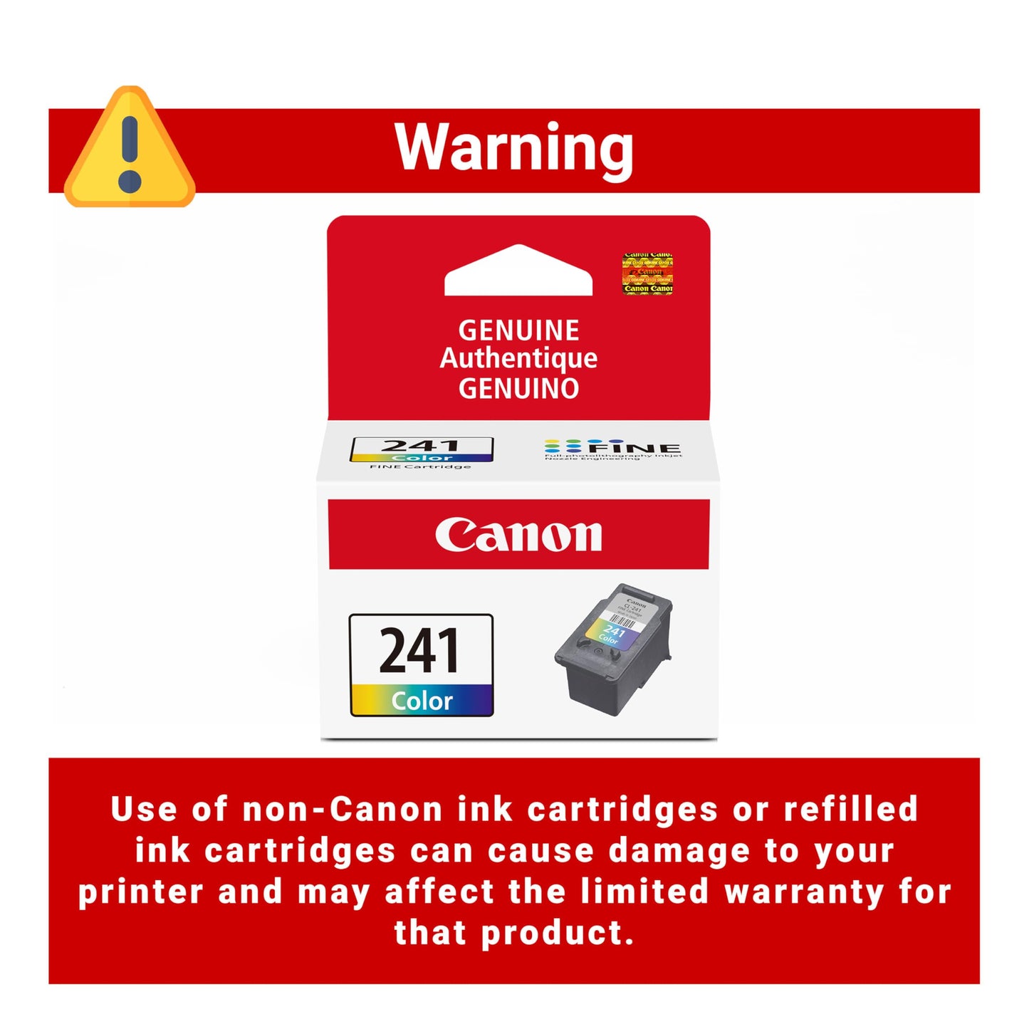 Canon CL-241 Genuine Color Ink Cartridge, Compatible with MG2120/3120/4120, MX512/432/472/372/392/522/532/452, MG2220/3220/4220/3520/3620, TS5120