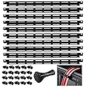 10 Pcs 19 in Rack Cable Management Kit, Including 0.5U L-Shaped Tie Bars, 20 Cabinet Screws, 100 Cable Ties, Sturdy Metal with Black Coating