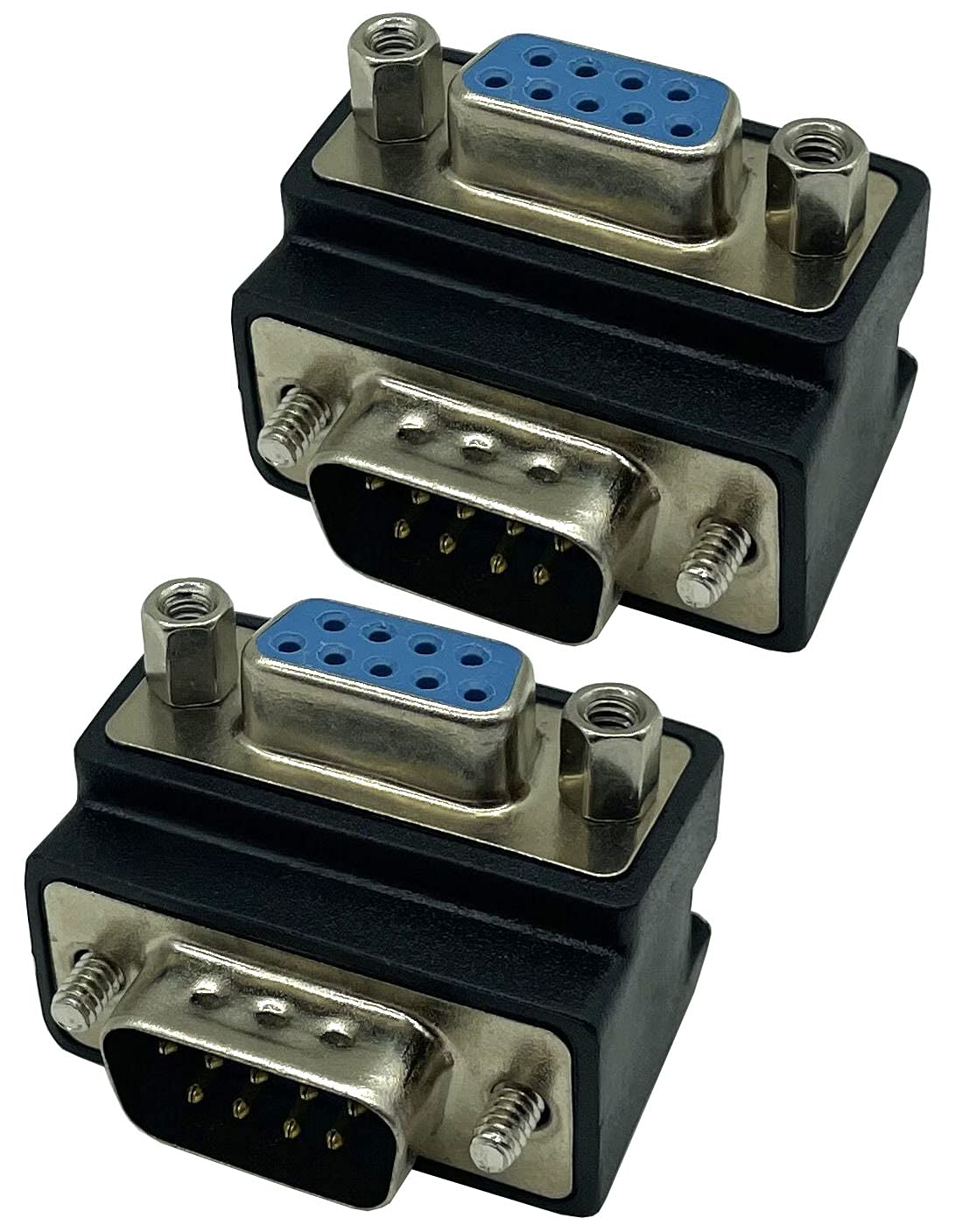 Dafensoy RS232 DB9 Pin Male to Female 90 Degree Changer Coupler Adapte Connecter, 90 Degree DB9 9 Pin RS 232 Serial Gender Changer Extension…