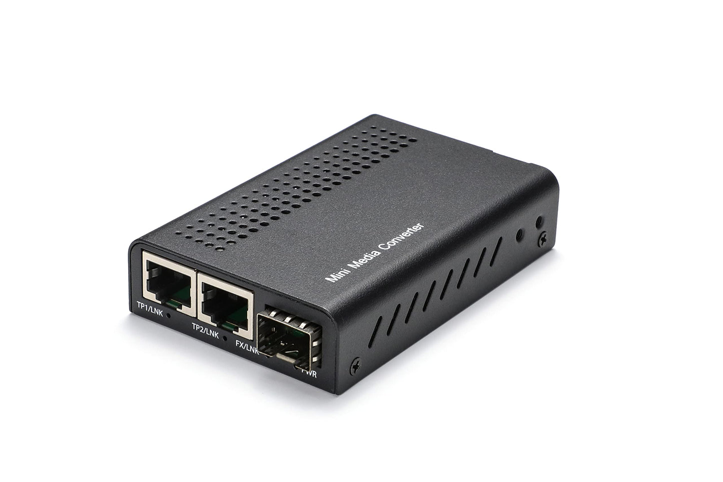 QSFPTEK Mini Unmanaged 2X 10/100/1000Base-T RJ45 to 1000Base-X SFP, Gigabit Ethernet to Fiber Media Converter, AC 100V~240V or DC 5~12V Optional
