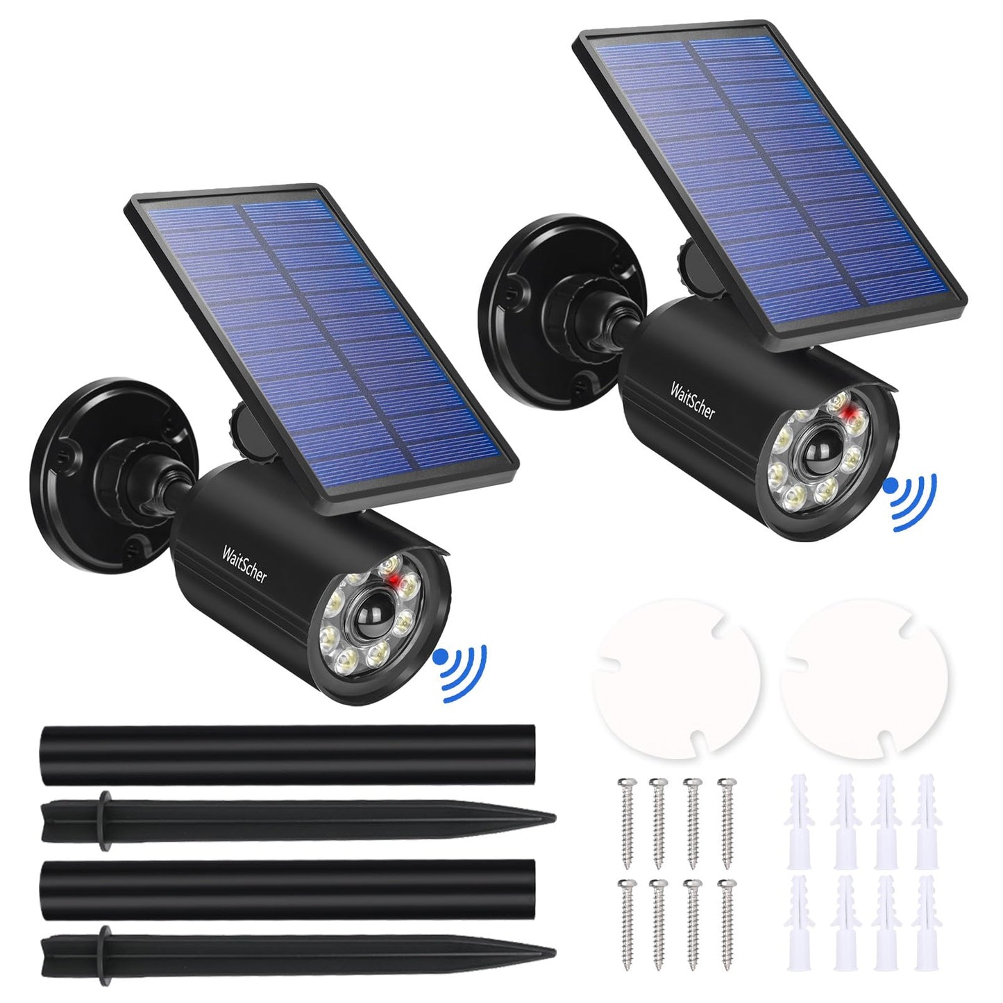 WaitScher Solar Motion Lights Outdoor Spotlight Sensor Lights IP67 Waterproof 3600mAh Security Light for Front Door,Garage, Driveway, Yard