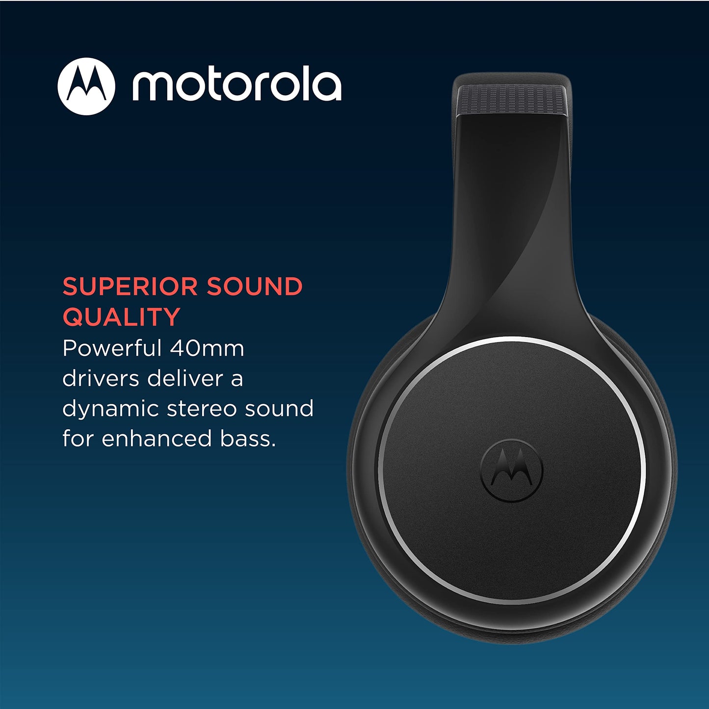 Motorola Sound Moto XT220 Bluetooth Wireless Headphones with Microphone, in-Line Control for Calls - Foldable Over-Ear Head Phones, Adjustable