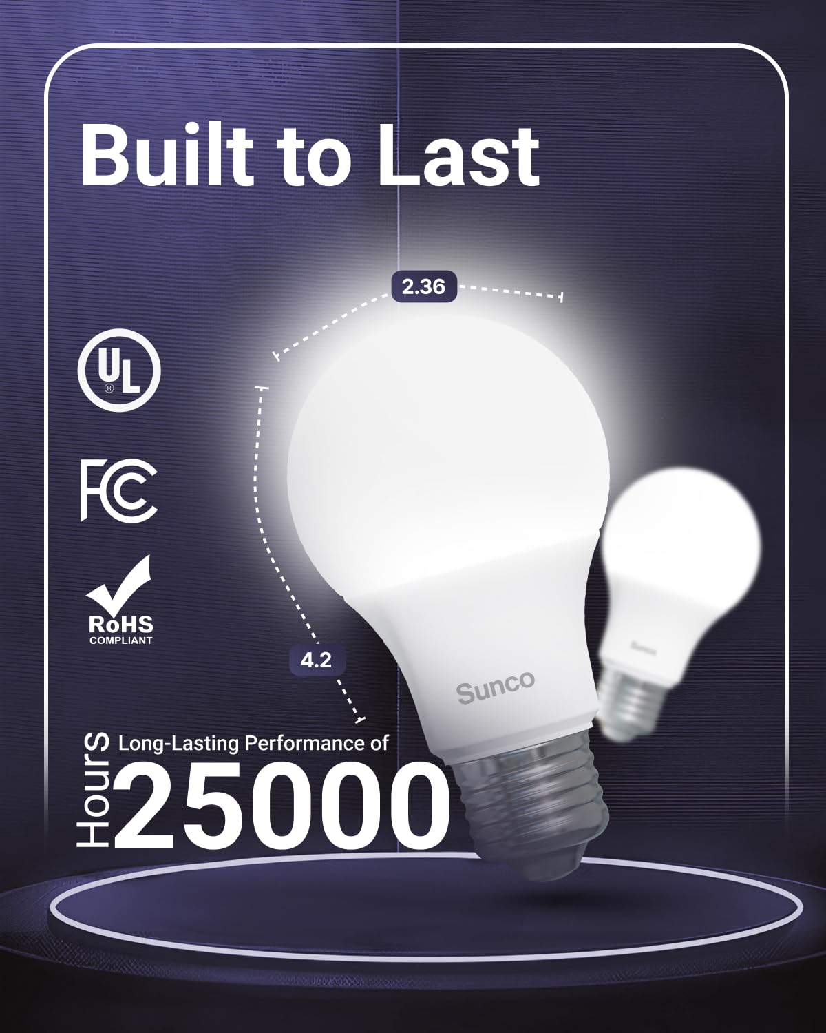 Sunco 48 Pack A19 LED Light Bulb, E26, 8W=60W, 3000K Warm White