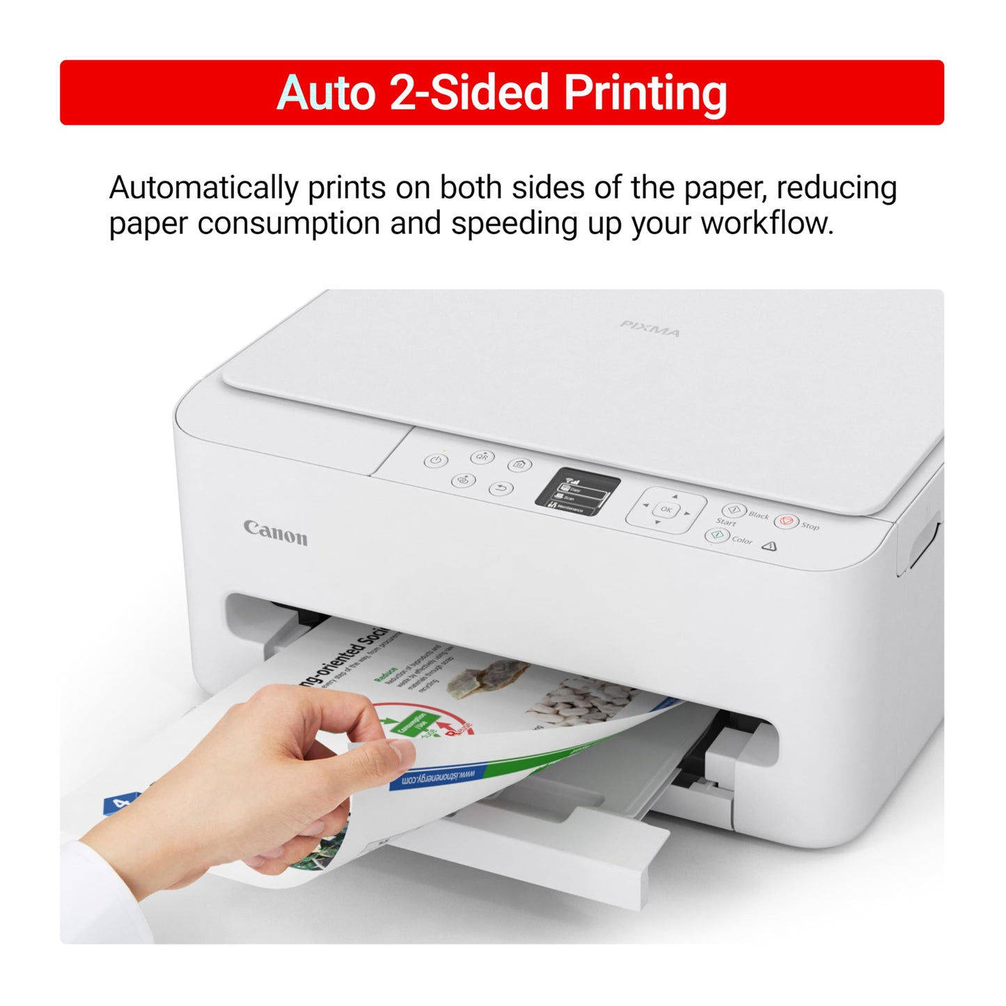 Canon PIXMA TS6520 Wireless Color Inkjet Printer Duplex Printing, White - Home Printer with Copier/Scanner, 1.42” OLED Display, Intuitive Control