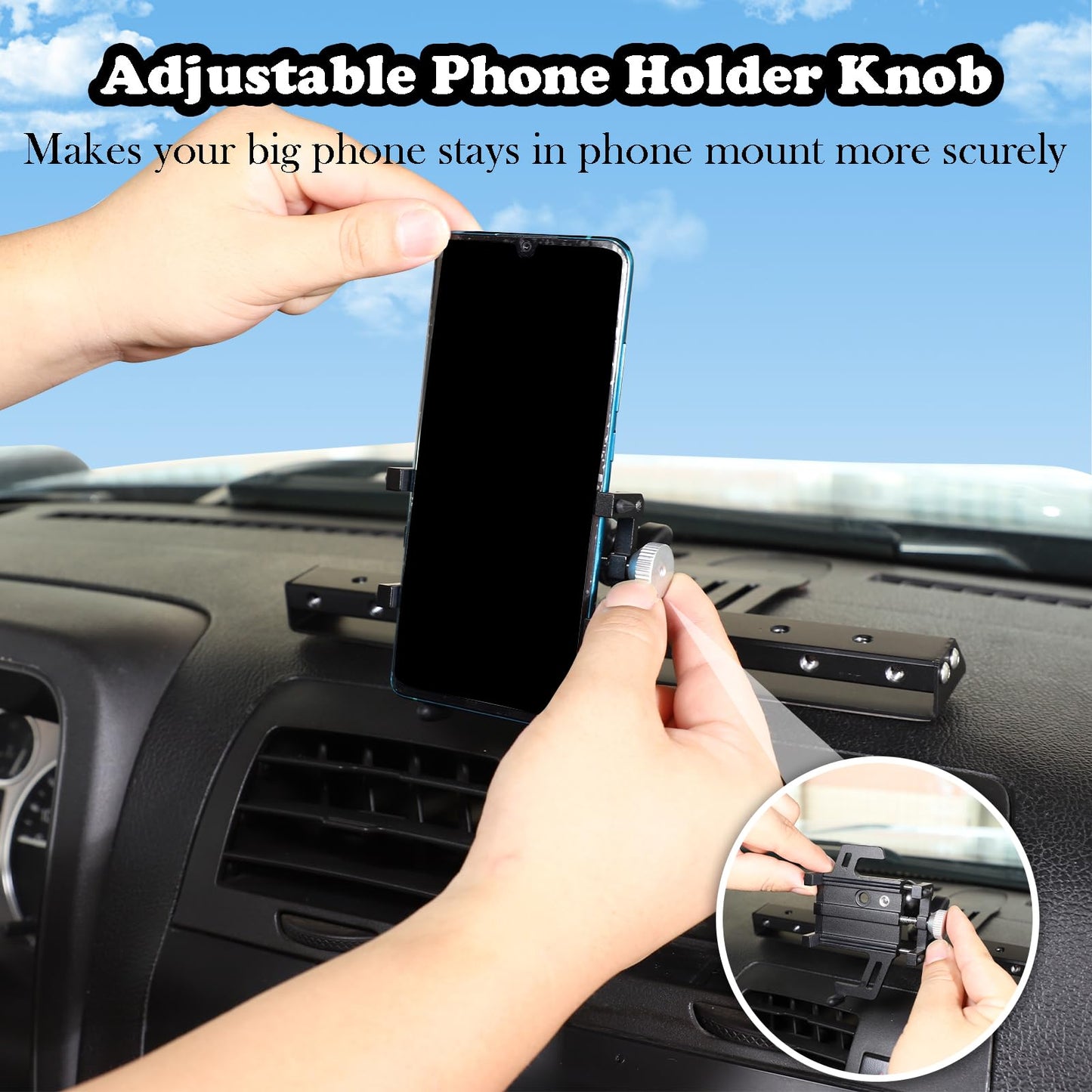 PIUGILH Car Instrument Panel Track Mobile Phone Holder Trim for Hummer H3 2005-2009 Central Control Air Vent Multifunctional Mobile Phone