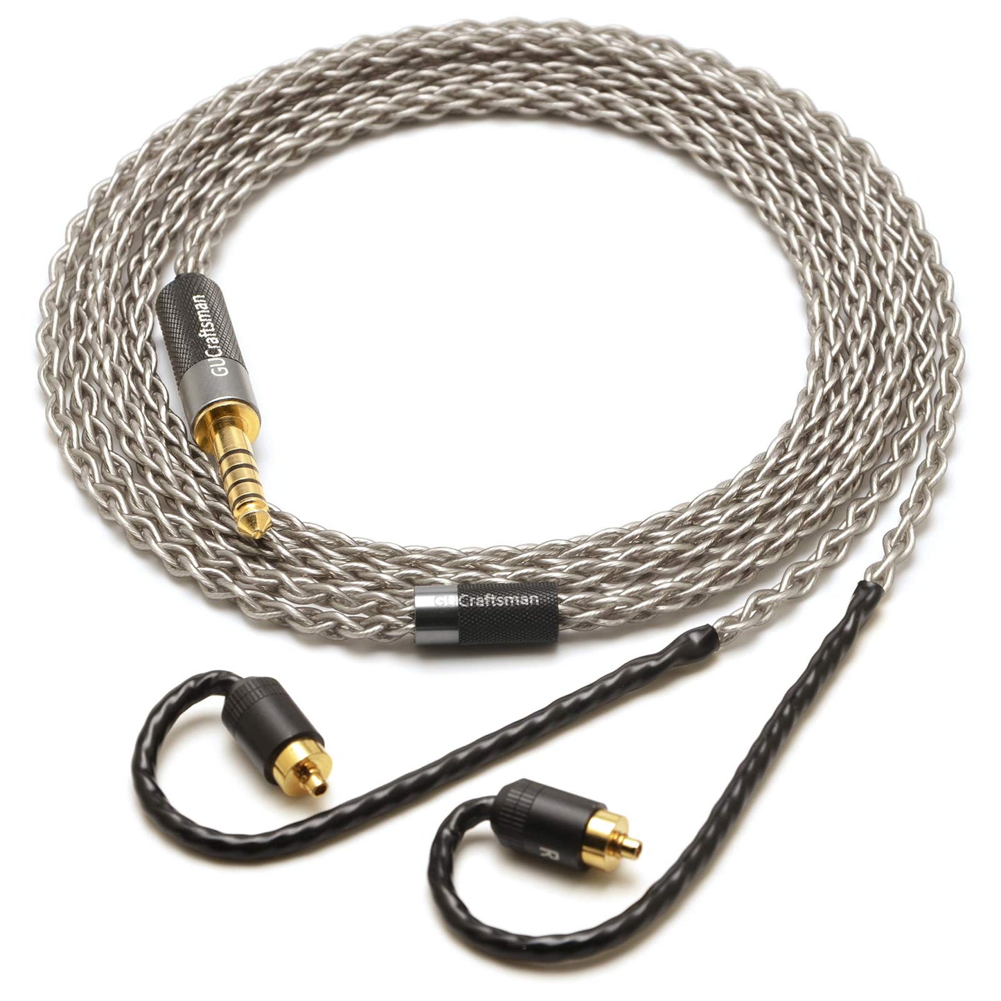 GUCraftsman 6N Single Crystal Silver Upgrade Earphone Cable 2.5mm/4.4mm Balance Earphone Upgrade Cable for Sony IER-M7 IER-M9 IER-Z1R (4.4mm Plug)