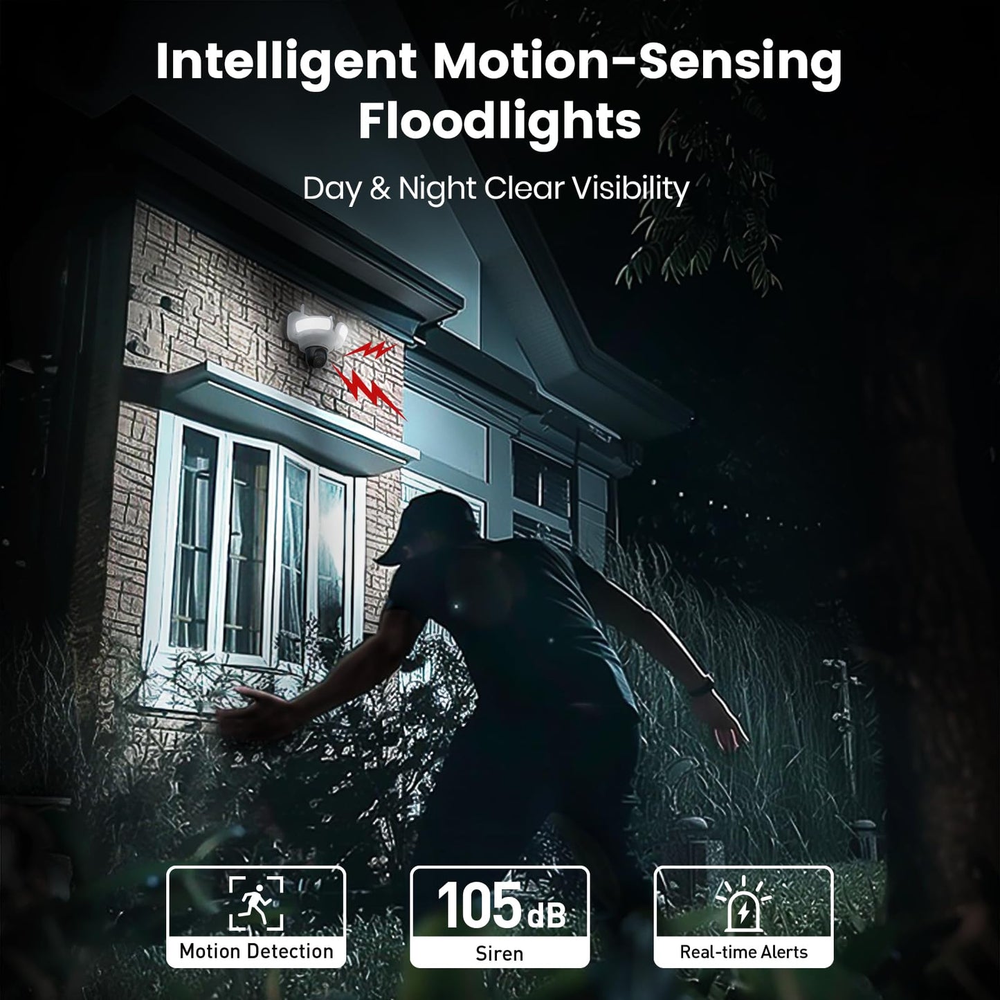 aosu Floodlight Camera Wired, 3K UHD Security Camera Outdoor, 360° Coverage Surveillance, 24/7 Recording, Motion Detection, 2600-Lumen