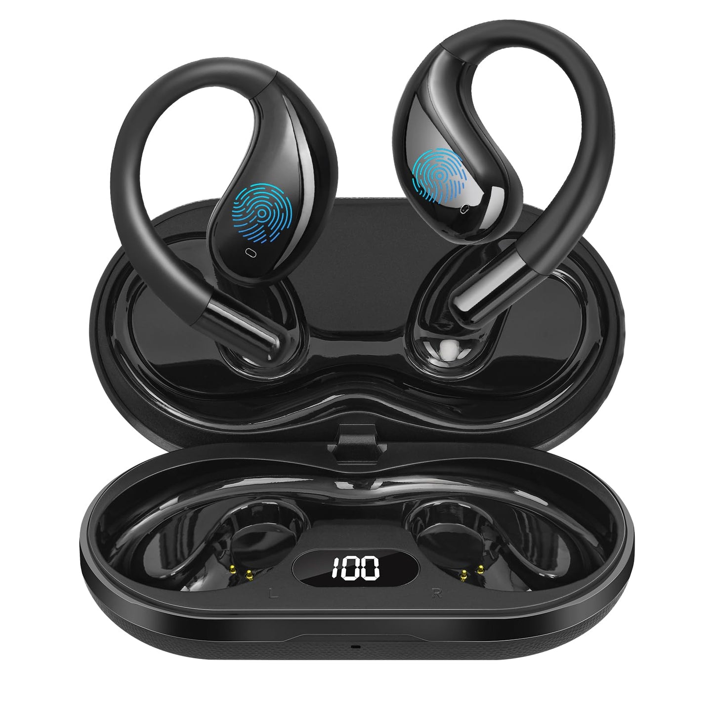 Psadhi Open Ear Clip Wireless Earbuds Bone Conduction Headphones, Bluetooth 5.4, Open Ear Design for Running Fitness,Office,Built-in Mic, IPX7…
