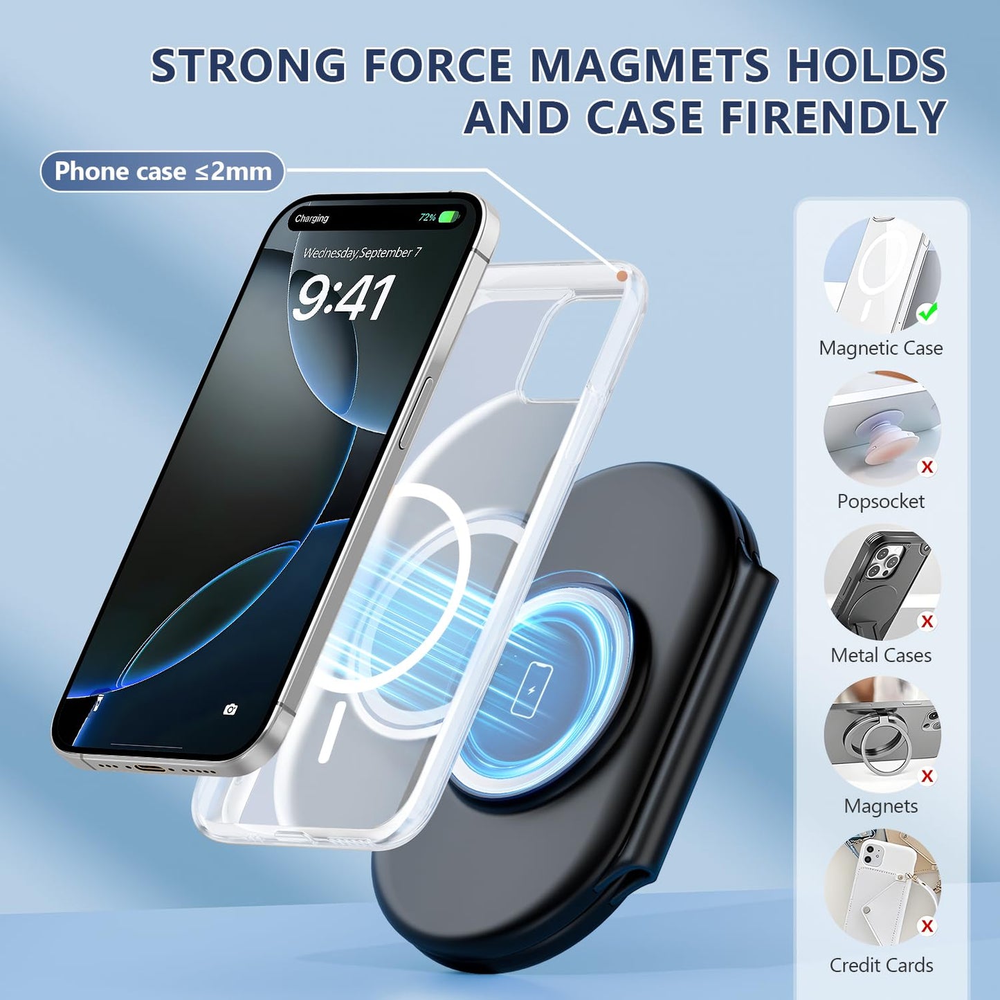2026 Traveling Portable Wireless Mag-Safe Fast Charging Station,Magnetic 3 in 1 Charger for iPhone 17 16 15 14 13 12 Pro Max Plus,Apple Watch Series