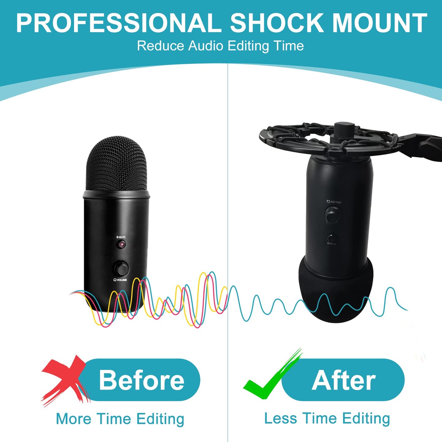 Blue Yeti Shock Mount Anti-Vibration Matching Boom Arm Stand Compatible w/Blue Yeti, Yeti X, Snowball & Blue Yeti Nano Mic (Black)