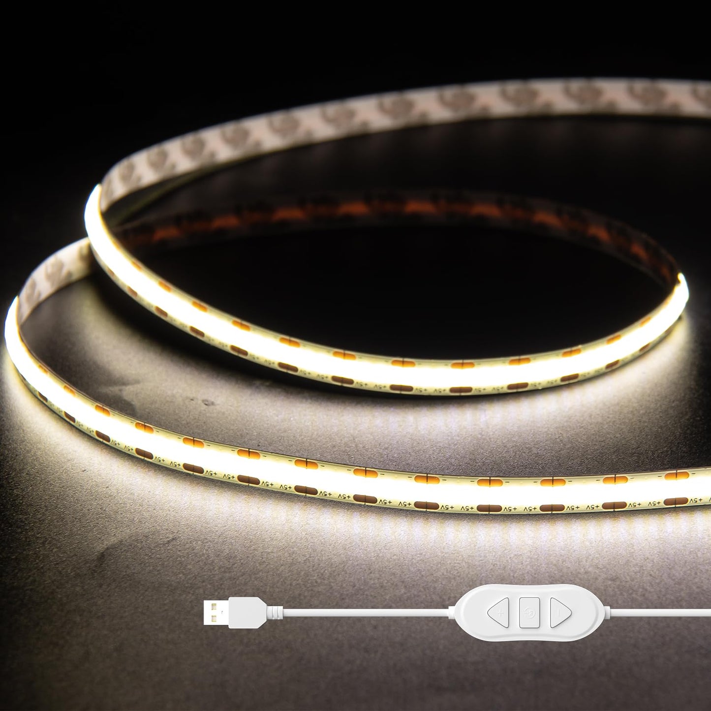 Gingsow USB 5V COB LED Strip Lights 3.28ft/1M, Natural White 4000K Dimmable USB Powered Density COB Tape Flexible Cuttable LED Strip for TV Backlight