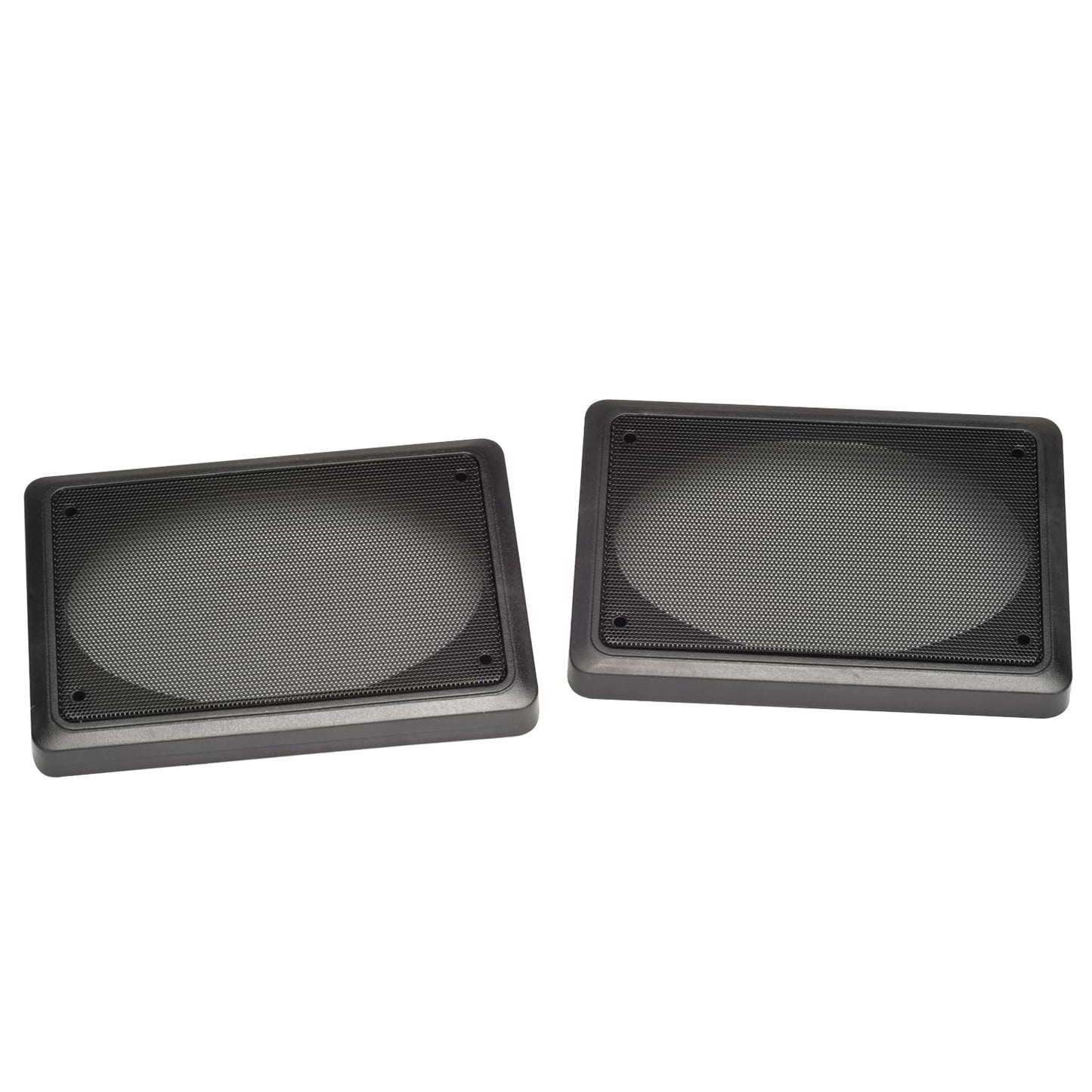 Speaker Grill Covers, 4 x 6 Inches, Black Satin A.B.S. Finish with Metal Mesh, Rectangular Shape, Pair