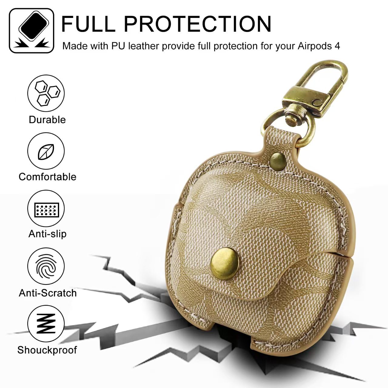 for AirPods 4 Case, Compatible with AirPods 4th Generation Case (2024), Leather Full Body Shockproof Protective Cover for AirPods 4th Generation