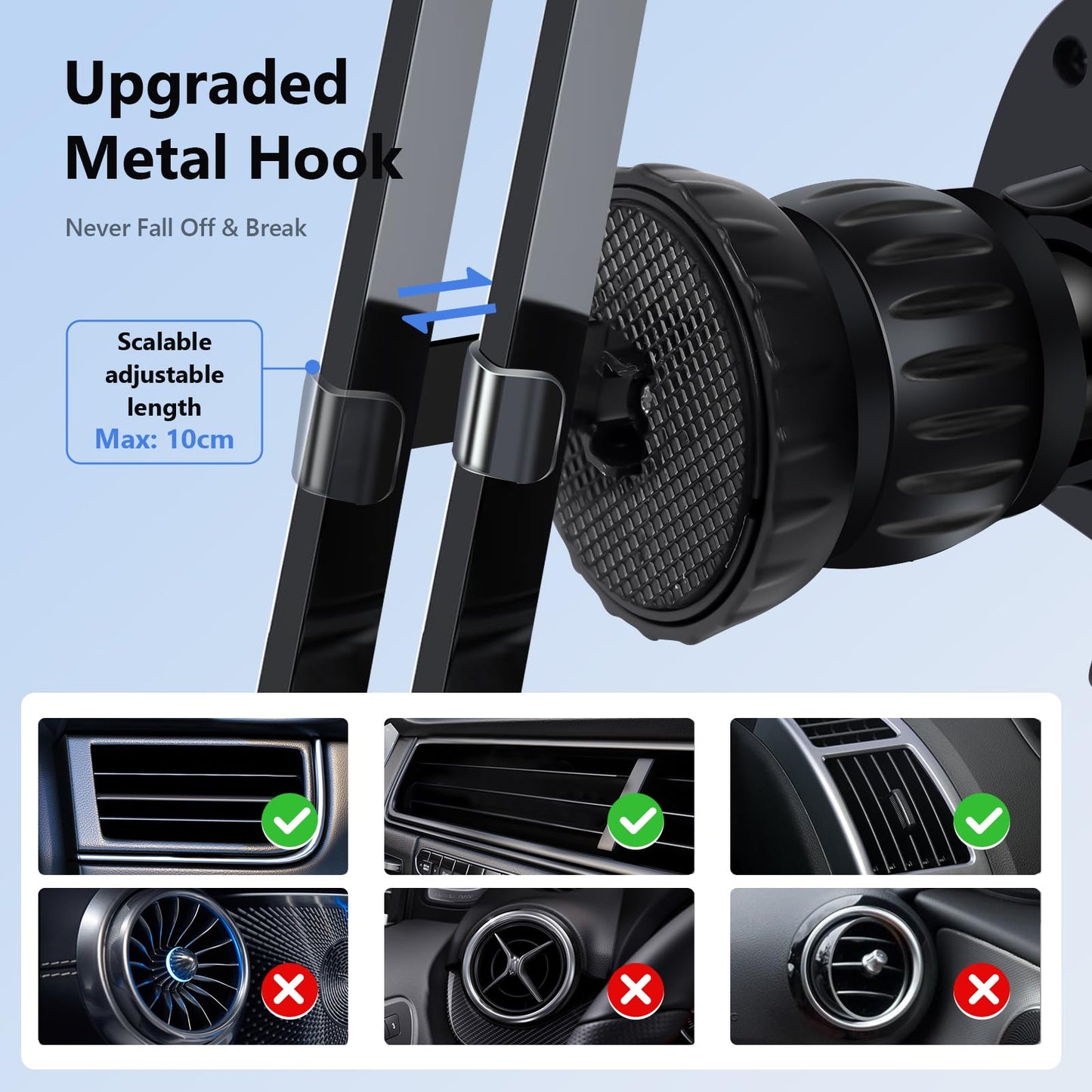 TGuidHand Car Phone Holder Fits iPhone 15/14/ 13 More 4.7-6.7’ Phones, Black (Argyle)