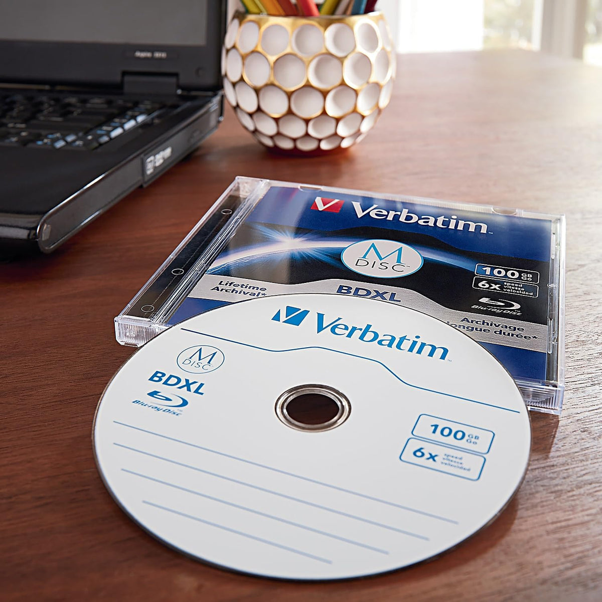 Verbatim M DISC BDXL 100GB 6X with Branded Surface Blank Blu-Ray Recordable Media - 1pk Jewel Case