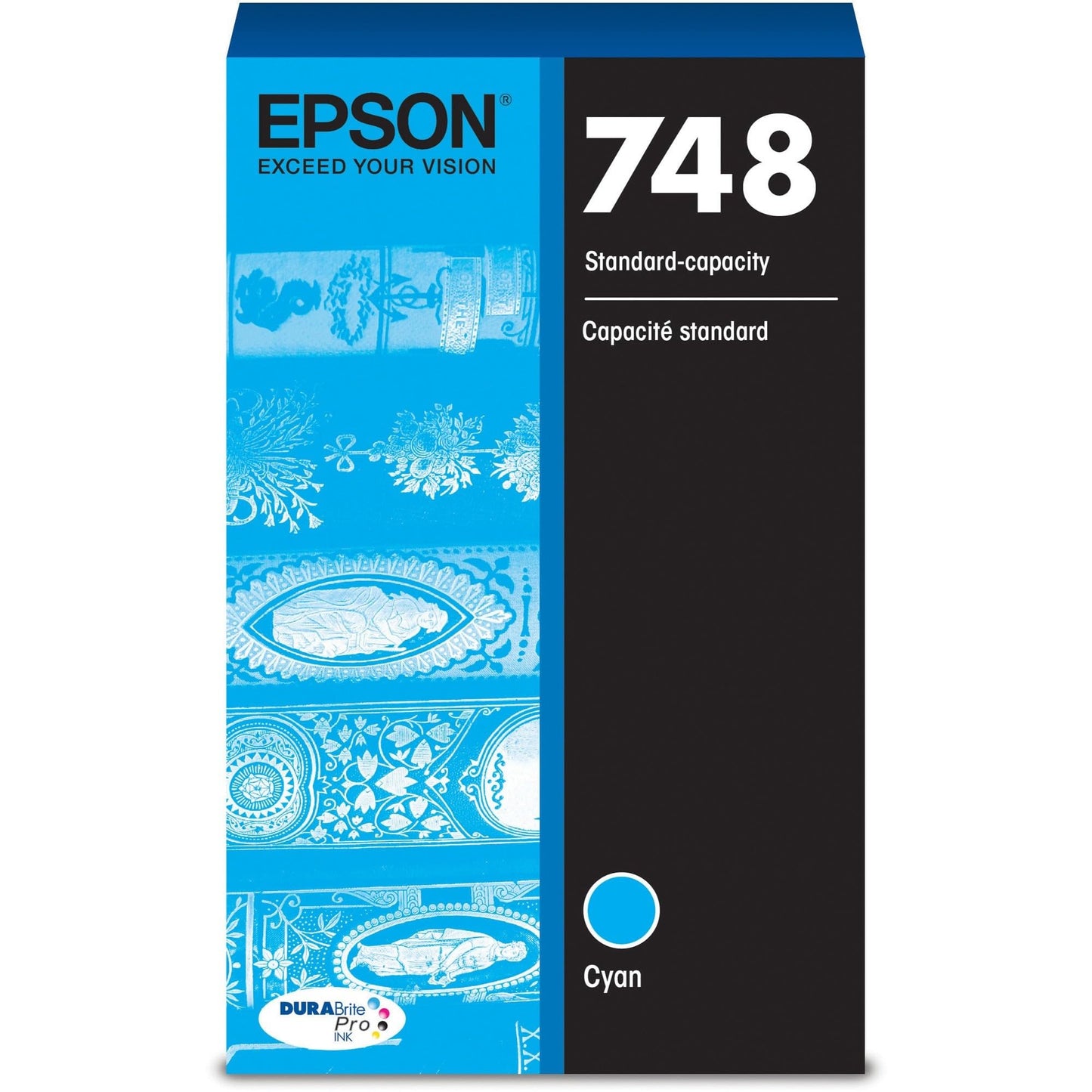 Epson 748 DURABrite Pro Ink Standard Capacity Cyan Cartridge (T748220) Works with Workforce WF-6530, WF-6590, WF-8590, WF-6090, WF-8090
