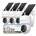FAMVIVA 2K Solar Security Cameras Wireless Outdoor, 360°PTZ Battery Powered Cameras for Home Security, 2.4G WiFi Outdoor Camera with Color Night