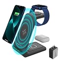 Charging Station for Multiple Devices,3 in 1 Fast Charging Dock for iPhone Series 14/13/12/11/X/8 Plus,Airpods, Desk Wireless Charger for Apple Watch