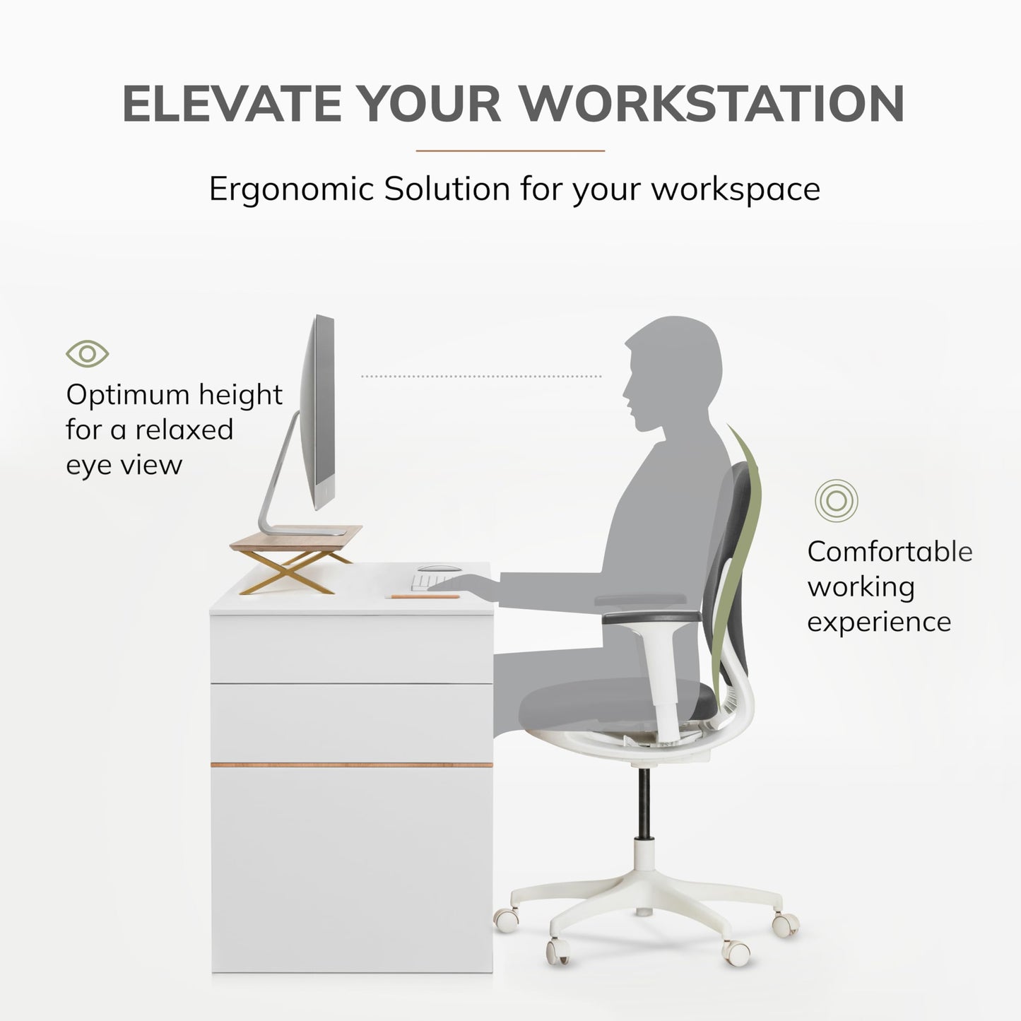 Anji Mountain Monitor Stand - Desktop Organizer & Laptop Riser, Ergonomic Monitor Riser, Space-Saving Monitor Stand for Desk, Durable Construction