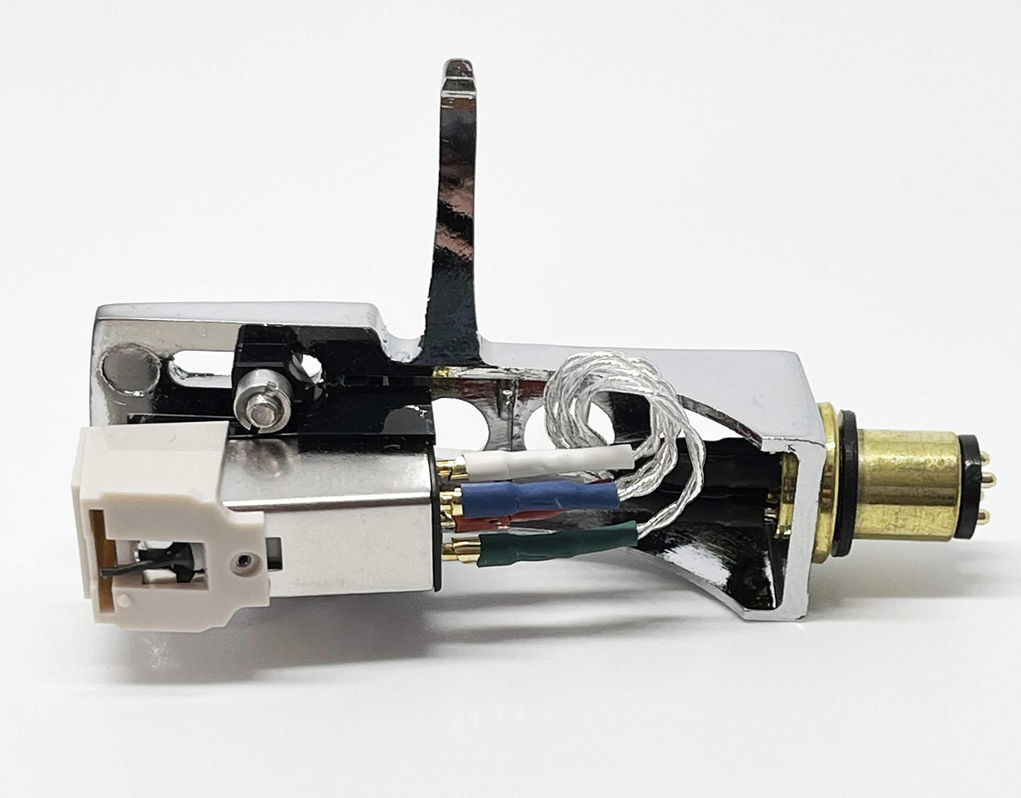 Cartridge, conical Stylus, needle with mounting bolts and Chrome Headshell for Pioneer PL550, PL10, PL510, PL71, PL400, PL100, PL115D, PL120, PL300