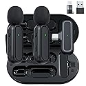 2-Pack Wireless Lavalier Microphone for iPhone Android - Plug and Play Noise Reduction Clip-on Mic with Charging Case, for Vlogging YouTube Live