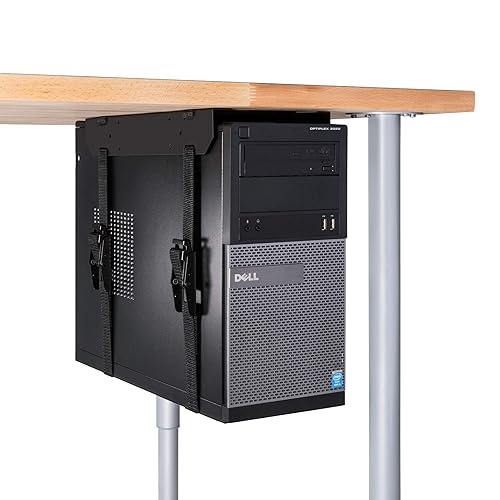 Penn Elcom Under-Desk Computer Mount, Adjustable Straps Fit up to 71 Inches - PC Tower Holder