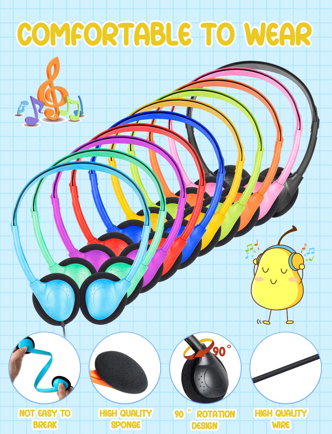 ZNXZXP 30 Pack Headphones Bulk for School Classroom,Wired Headphones for Students Teens boy Girl, Wholesale 3.5mm Jack for Library Airplane (Mixed…
