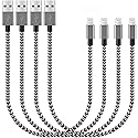 Short i-Phone Charger Cable 4Pack, 1FT USB A to Lightning Cable Braided Fast Charging for iPhone 14 13 12 11 Pro Max/XS XR Max 8 7 6 Plus/ Pad for Car