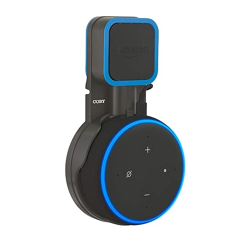 Coby Speaker Wall Mount for Third-Generation Echo Dot Voice Assistant (Smart Speaker Not Included), Cable-Management Wall Mount for AC Power Outlets