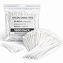 White Zip Ties 8 Inch 1000 Pack, 40 lbs Nylon Cable Ties, Self Locking UV Resistant Wire Ties for Wreath Crafts, DIY, Decor, Indoor Outdoor, Home