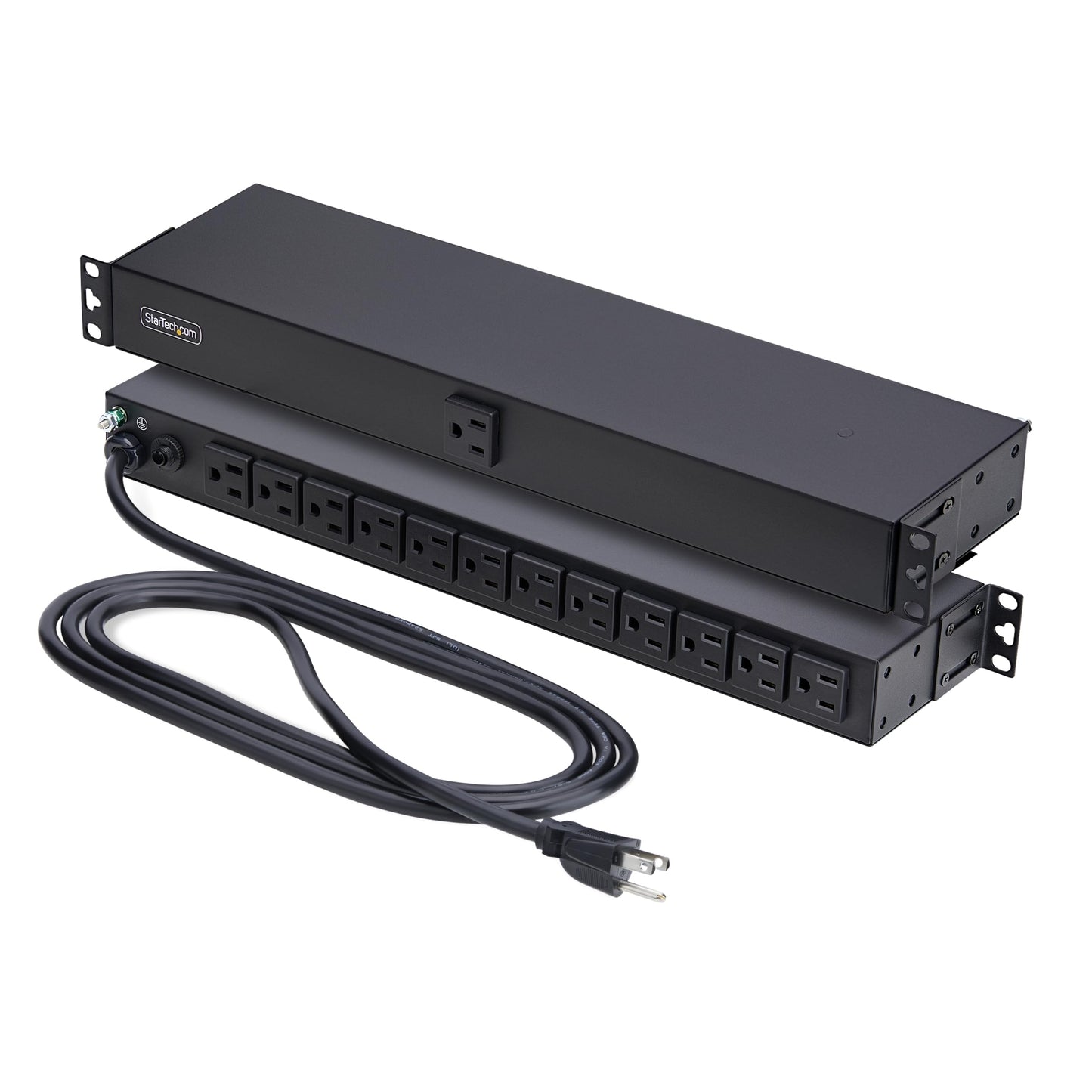 StarTech 13-Outlet Rackmount PDU, 1U Server Power Strip, 1x Front and 12x Rear Ports, Mounted Power Distribution Unit