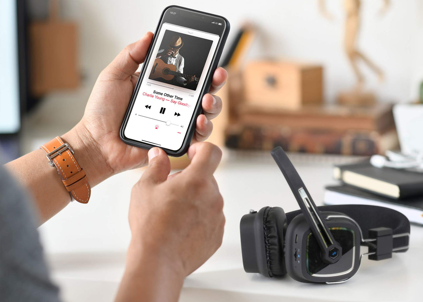 Aluratek Bluetooth 5.0 Wireless Stereo Headset - Over-Ear Headphones, Boom Microphone, Long Battery Life for Phone Calls, Music, Compatible with PC