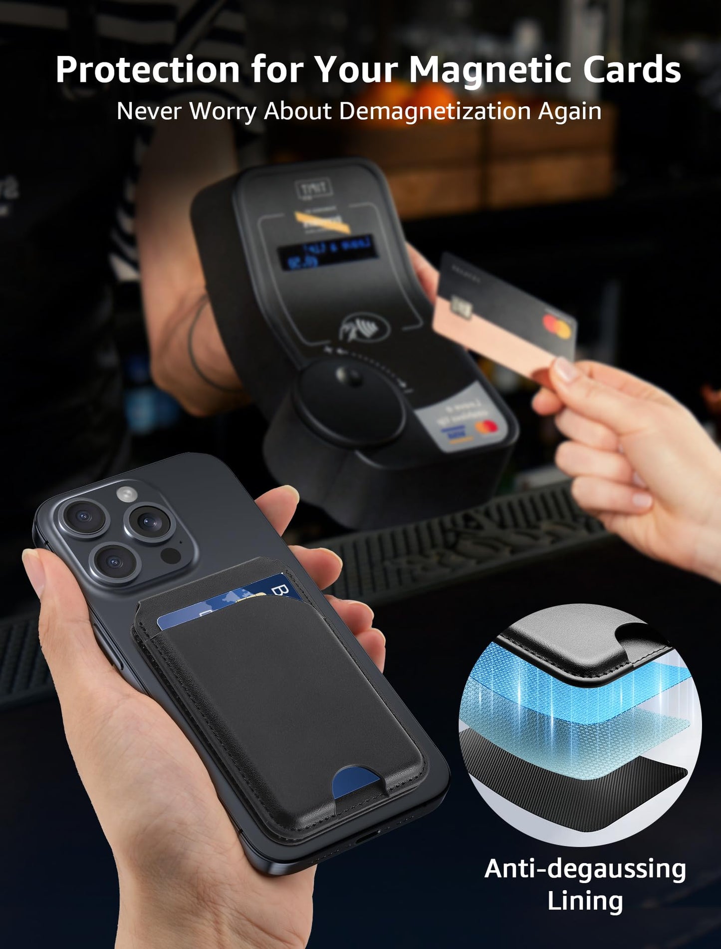 Magnetic Wallet, Compatible with MagSafe Wallet for iPhones, Mag-Safe Wallets with Adjustable Stand for iPhone 16/15/14/13/12 Series, Not for iPhone
