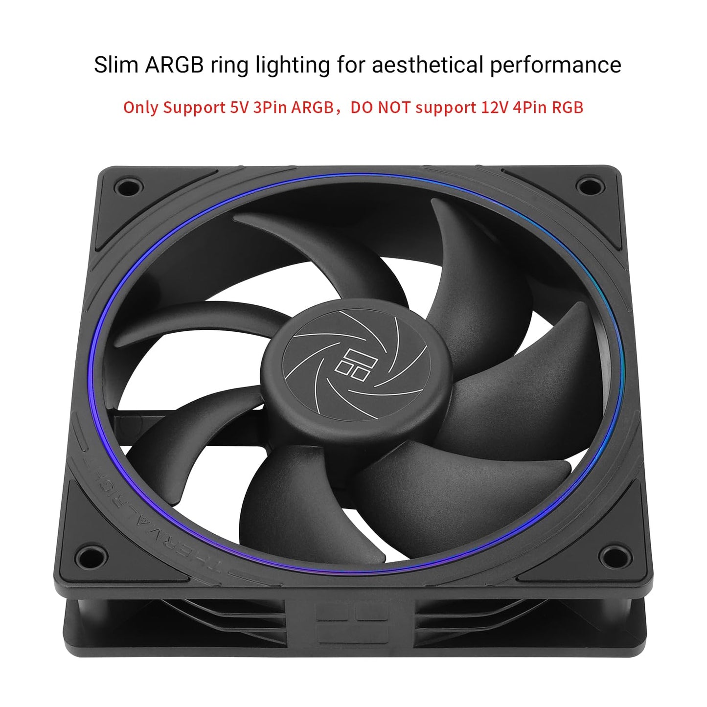 Thermalright TL-S12R X3 CPU Fan,Computer Case Cooler Fan, 12cm Desktop Cooling Fan, 4pin PWM Connector PC Fan with ARGB Aperture, 1500RPM Speed PC