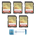 SanDisk 32GB Extreme SD Card (5 Pack) SDHC Memory Cards Compatible Browning Defender Pro Series Trail Cameras (SDSDXVT-032G-GNCIN) Bundle with (1)