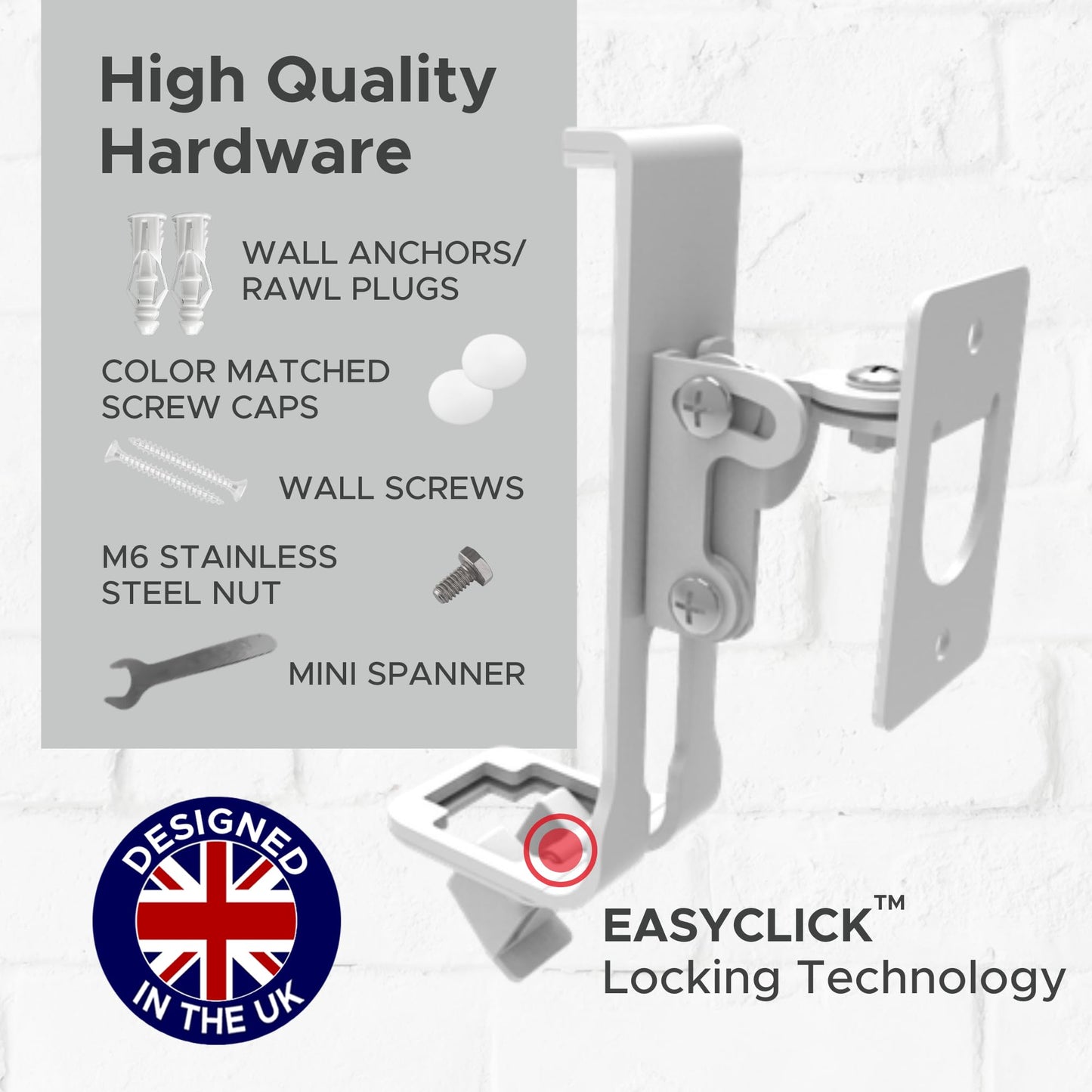 Sound Bass ONE, ONE Gen 2, ONE SL, Play:1 Wall Mount Bracket, White, Single, Compatible with Sonos ONE, ONE Gen 2, ONE SL & Play 1