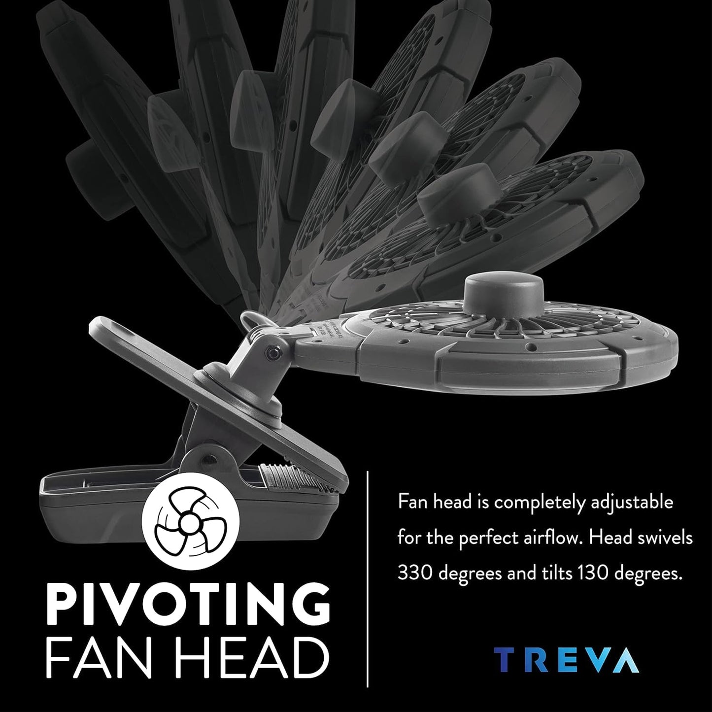 O2COOL Treva 5 in Battery & USB Powered Clip on Fan 2-Speed Grey 2-Pack
