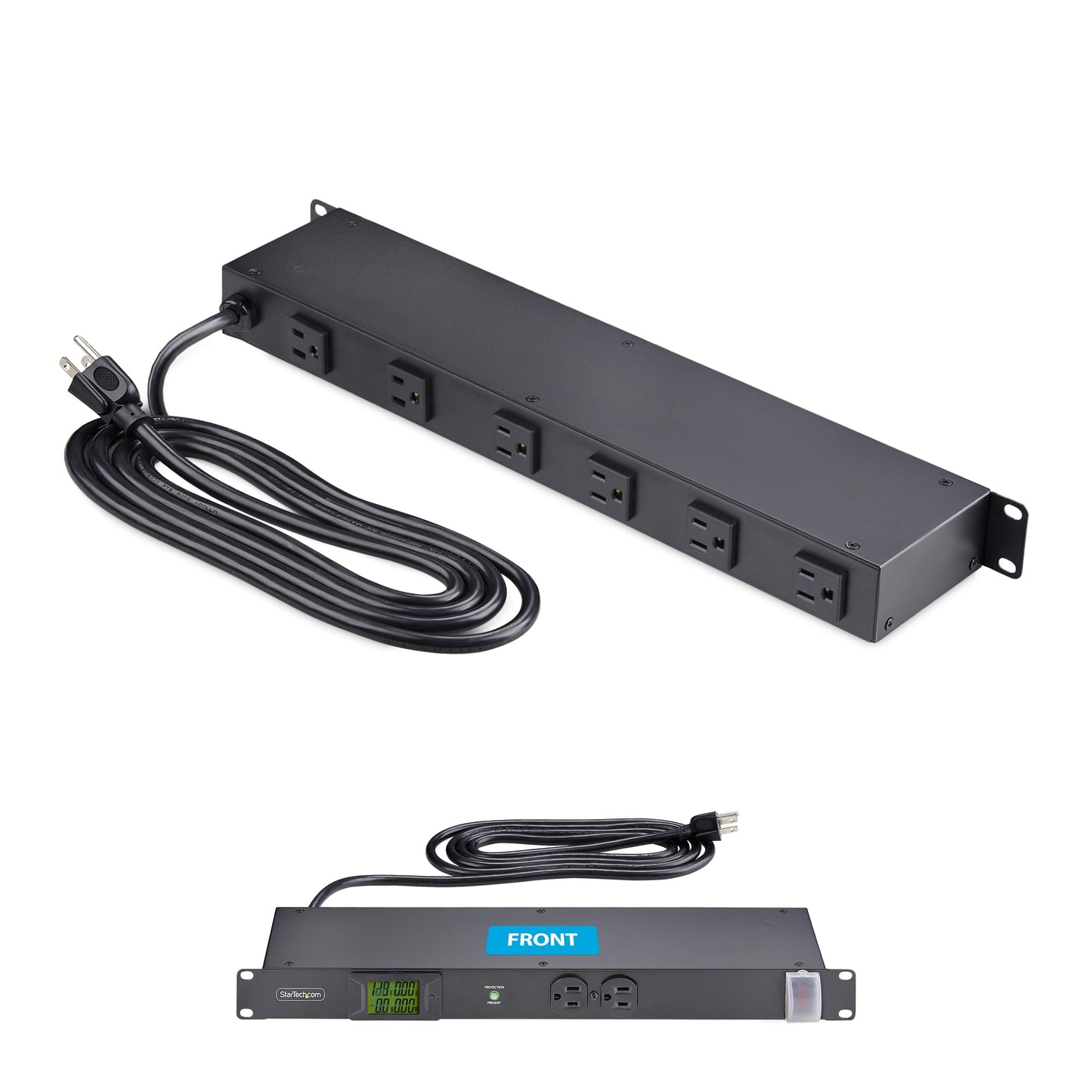StarTech.com 8-Outlet Horizontal Rack Mount Metered PDU, 1U Server Power Strip w/Surge Protector, 8ft (2.4m) Power Cable, TAA