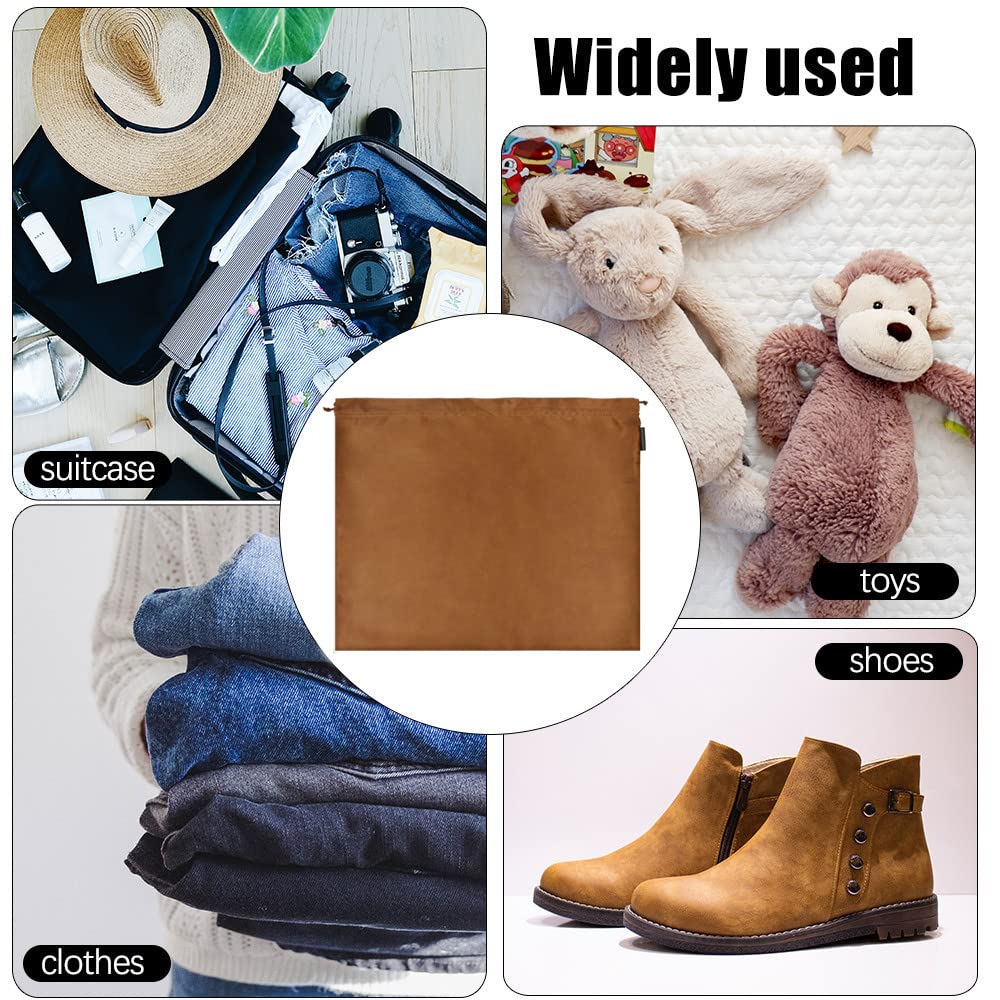 2 Pack Dust Bags for Handbags Silk Dust Cover Bag for Handbags Purses Shoes, Dustproof Drawstring Bag Travel Storage Pouch (Brown)