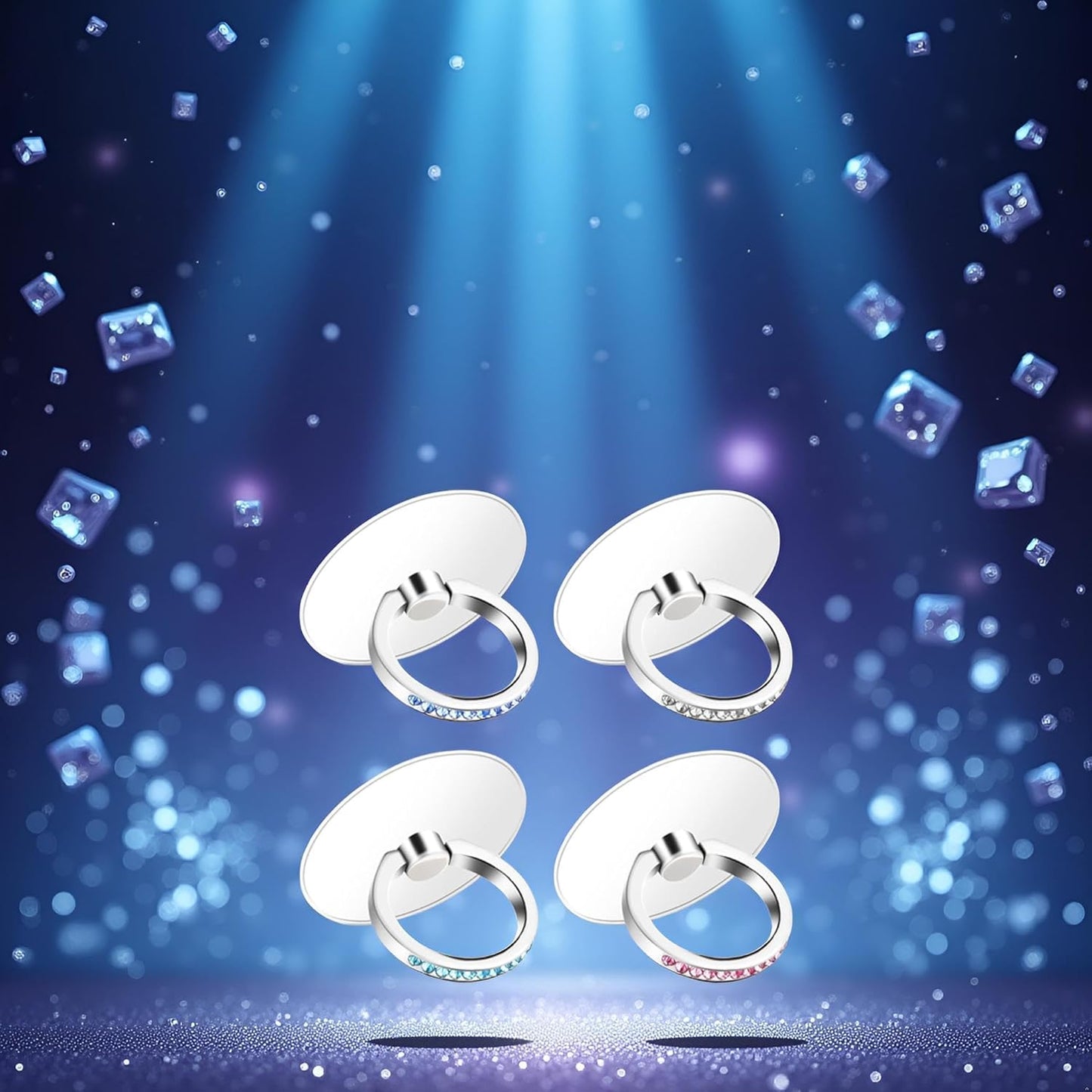 3 Pcs Finger Ring Set Stands Cellphone Ring Holder, Rhinestones Phone Holder 360° Rotation Ring Stand, Clear Cell Phone Kickstand for Most of Phones