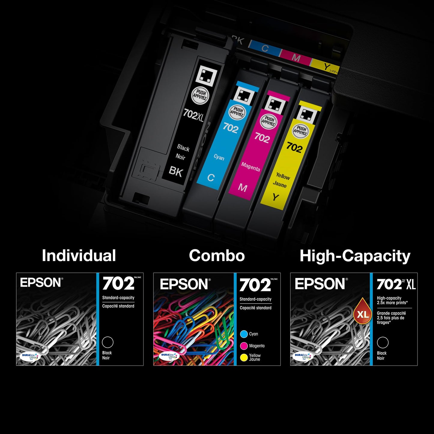 EPSON 702 DURABrite Ultra Ink Standard Capacity Cyan Cartridge (T702220-S) Works with WorkForce Pro WF-3720, 3730, 3733