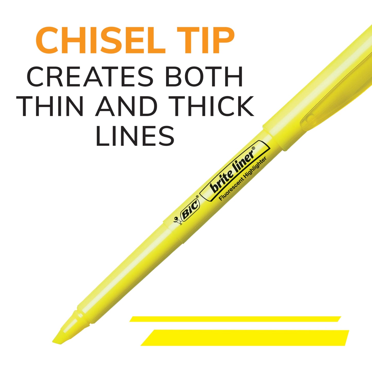 BIC Brite Liner Highlighters, Chisel Tip, School Supplies for Students and Teachers, Ideal for Notes, Textbooks, and Classroom Use, 5-Count Pack in