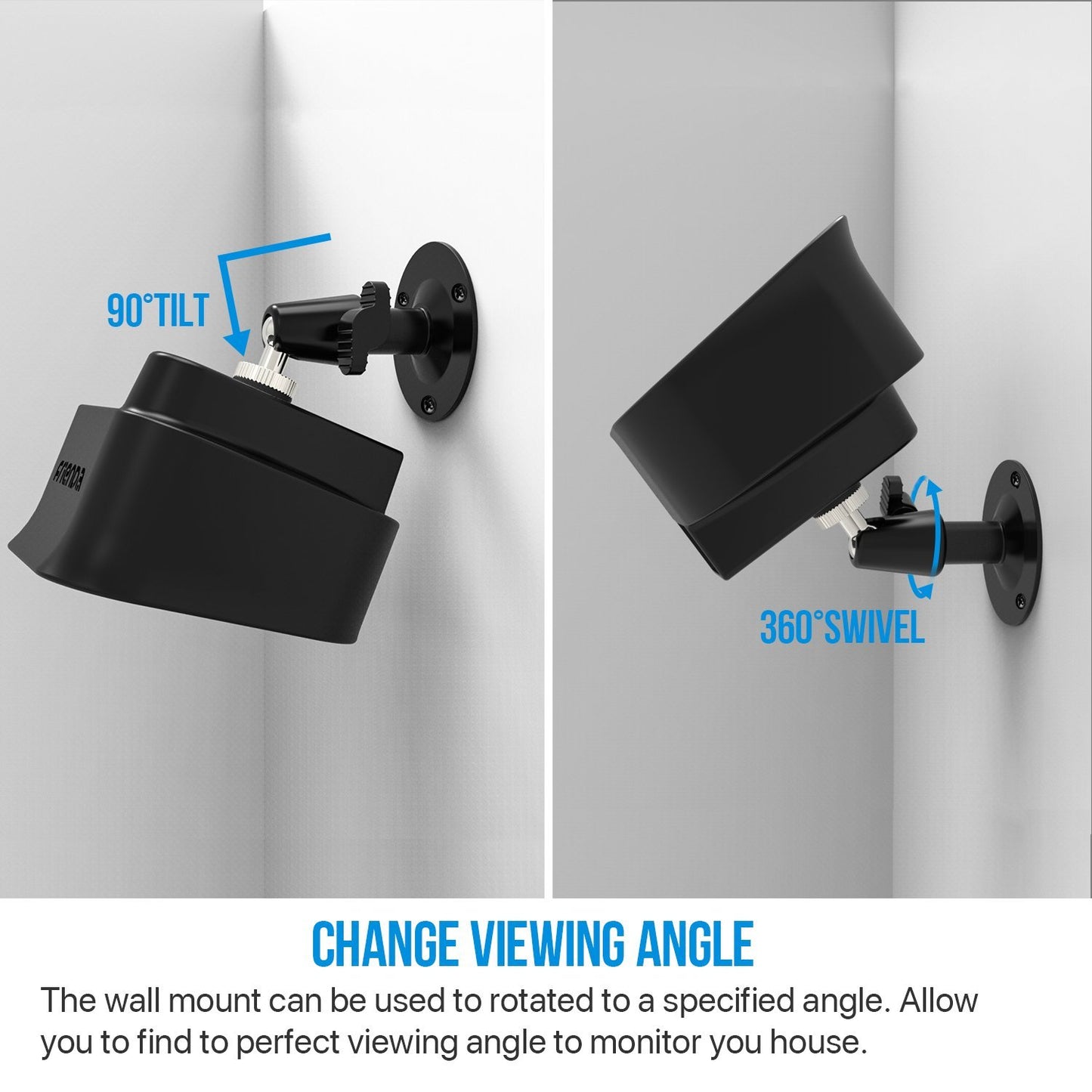 Frienda Black 360 Degree Adjustable Wall Mount Bracket and Silicone Protective Skin for Blink Xt Indoor Outdoor Security Camera(1,Black)