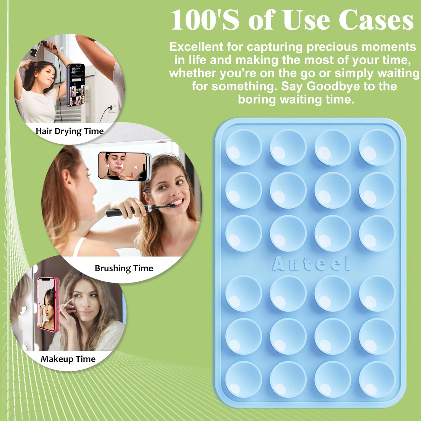 JingJinYY Medium-Sized Silicone Suction Phone Case Adhesive Mount, Enhanced Suction Power and Upgraded Thickened Sticky Phone Grip, Durable