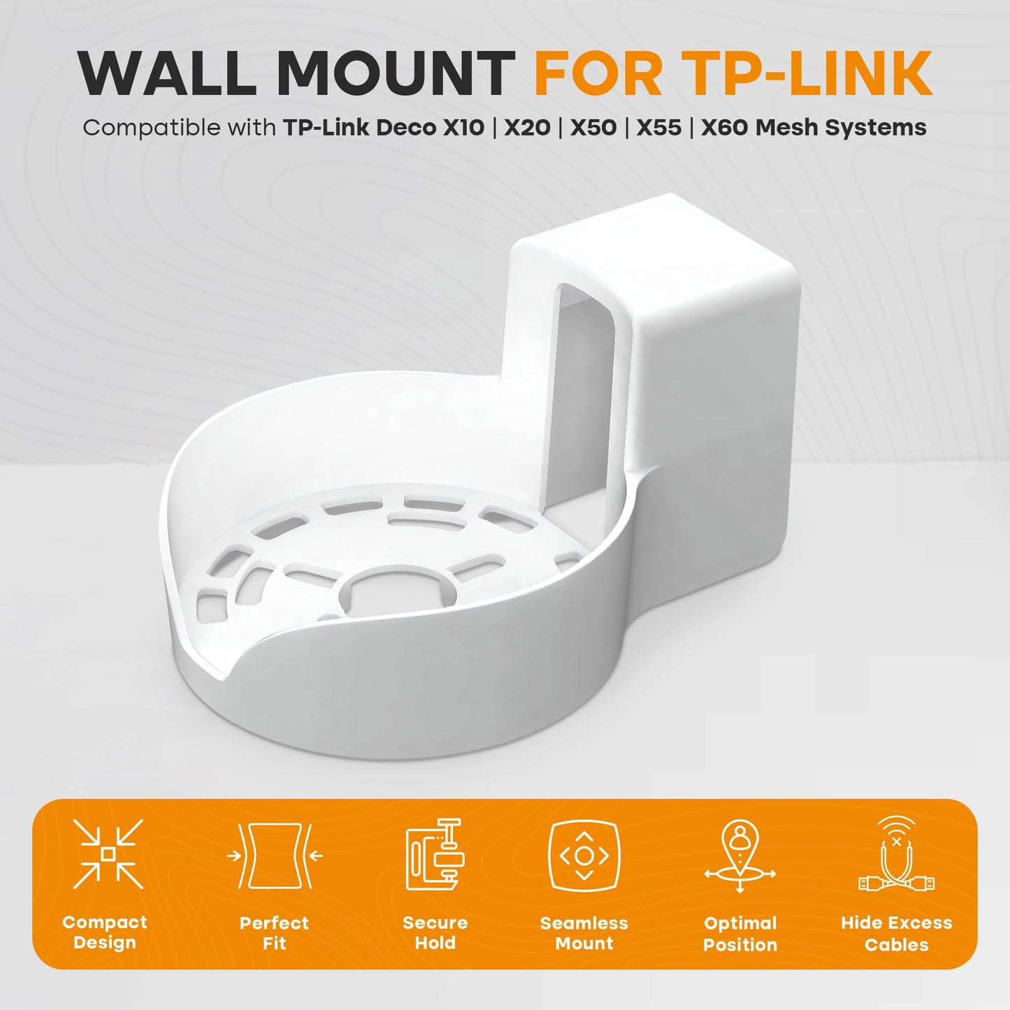 Bangcheer-Wall Mount for TP-Link, Deco X10 X20 X60 X50 X55 WiFi 6 Wall Mount Bracket with Cable Organizer Home Mesh WiFi System, Sturdy Bracket Holder