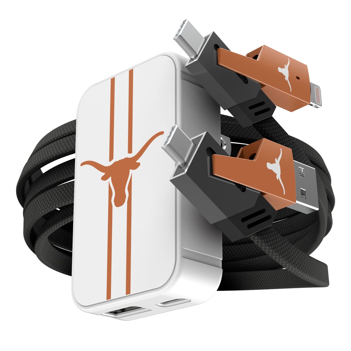 SOAR Collegiate Slim Wall Charger and 4 in 1 Multi Charging Cable, Texas Longhorns